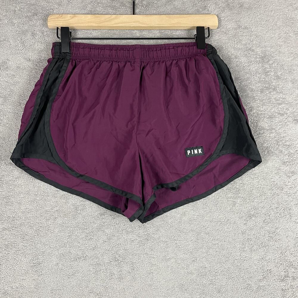PINK Victoria's Secret Shorts Womens Medium Purple Black Running Athletic